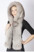 Grey fox fur hood-scarf